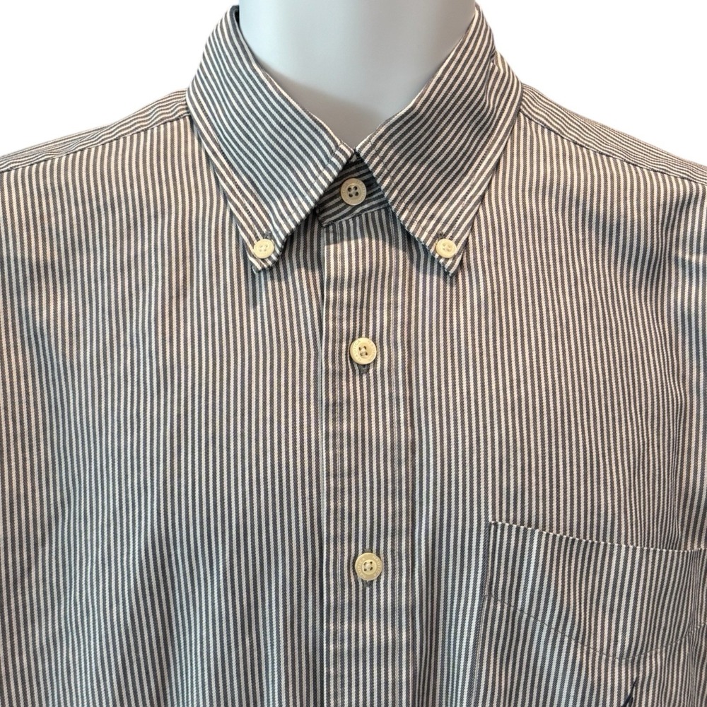 Nautica Blue White Striped Button Down Long Sleeve Shirt Men's Large - Picture 3 of 8